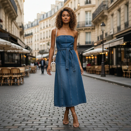Collection image for: Robe en Jean Bustier