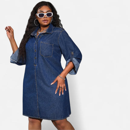 Robe chemise en jean grande taille