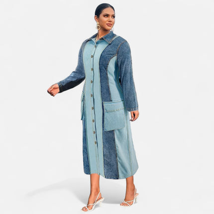 Robe en jean grande taille à manches longues