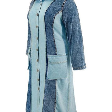 Robe en jean grande taille à manches longues