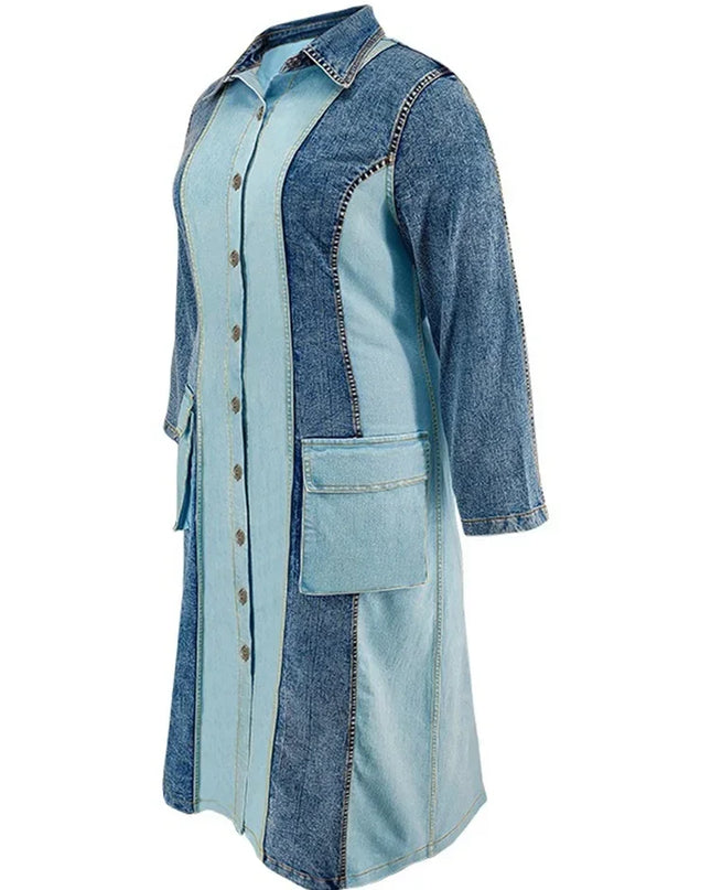 Robe en jean grande taille à manches longues