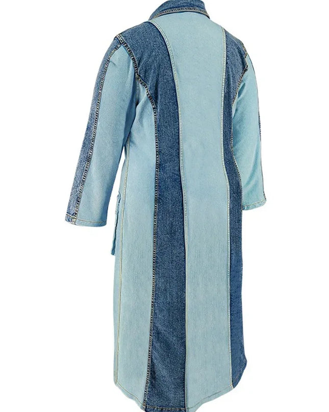 Robe en jean grande taille à manches longues