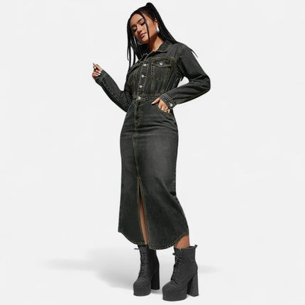 Robe chemise noire femme