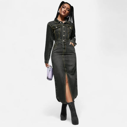 Robe chemise noire femme