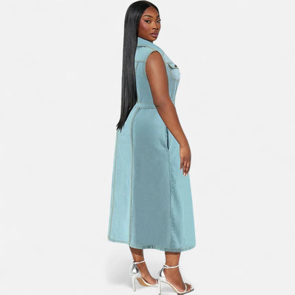 Robe en jean grande taille sans manches