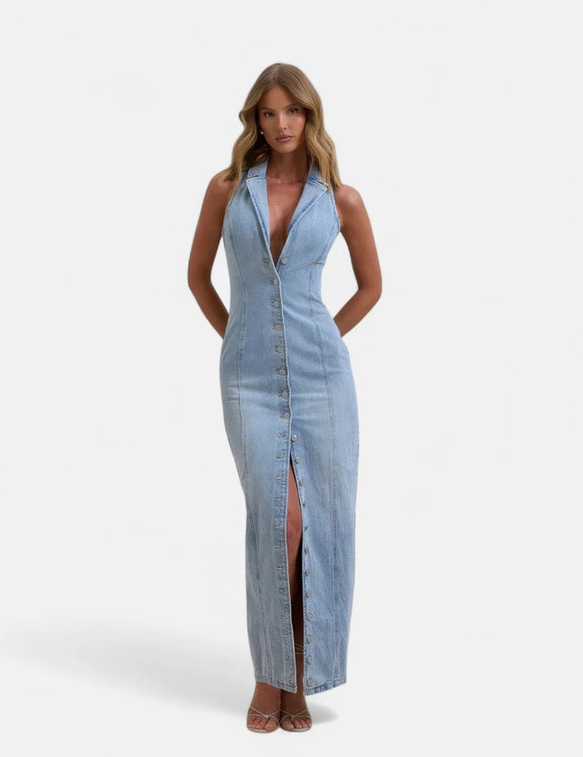 Robe longue bleu jean