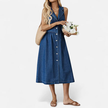 Robe longue en jean fluide