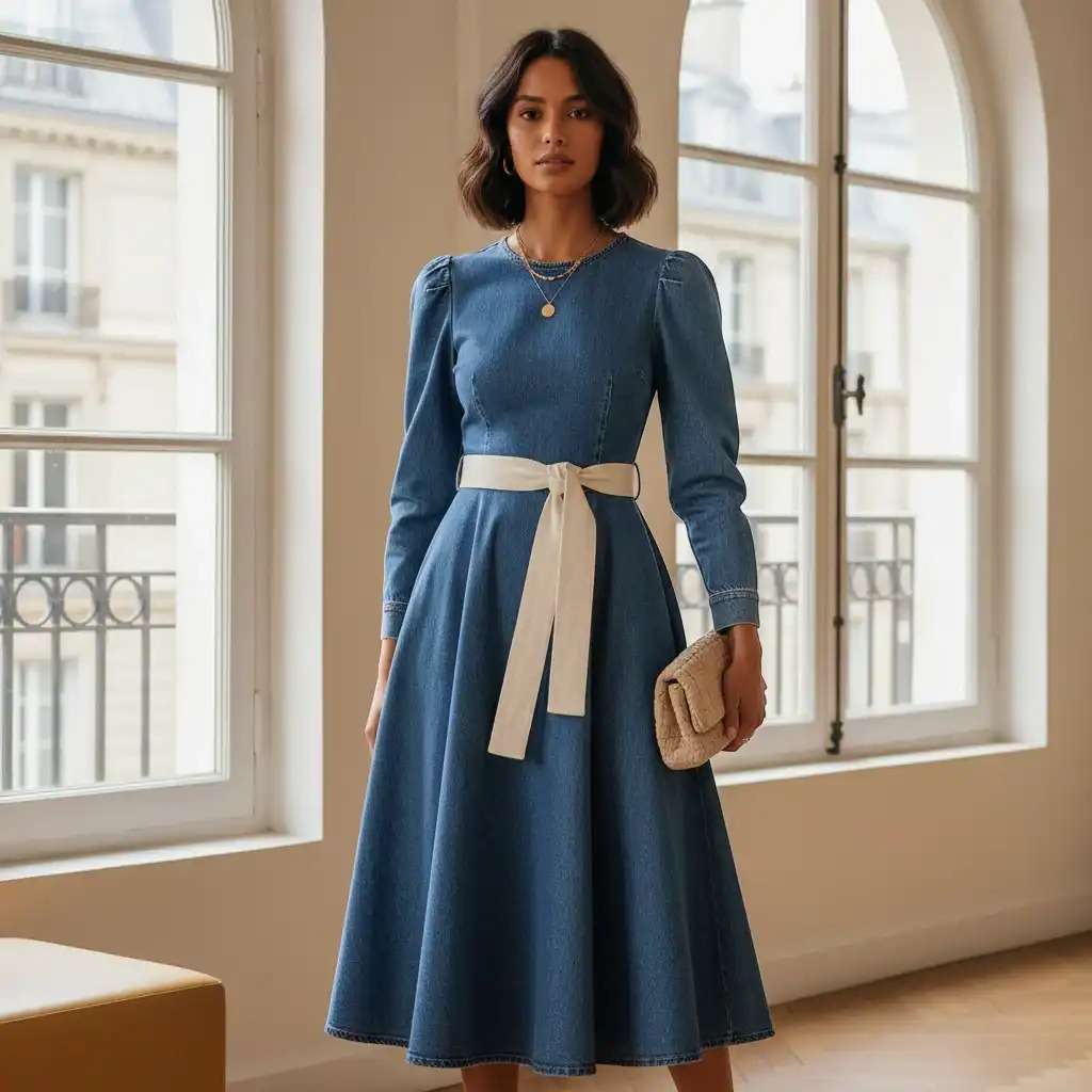 Robe en Jean Manches Longues Image