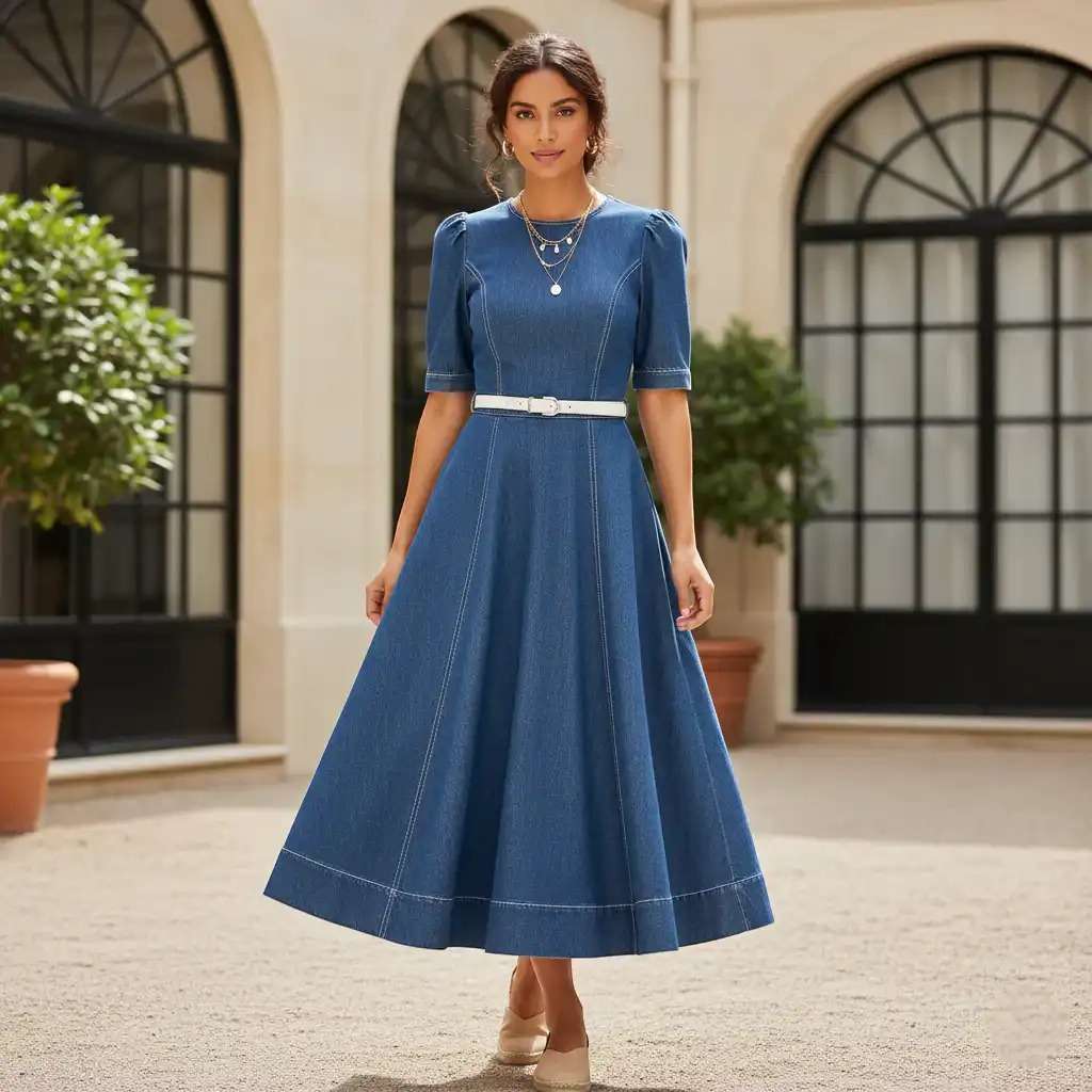 Robe en Jean Manches Courtes Image