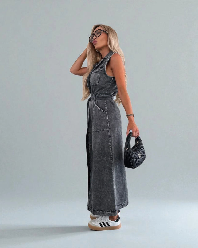 Robe en Denim Gris