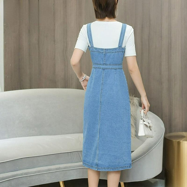 Robe Salopette en Jean Style Coréen