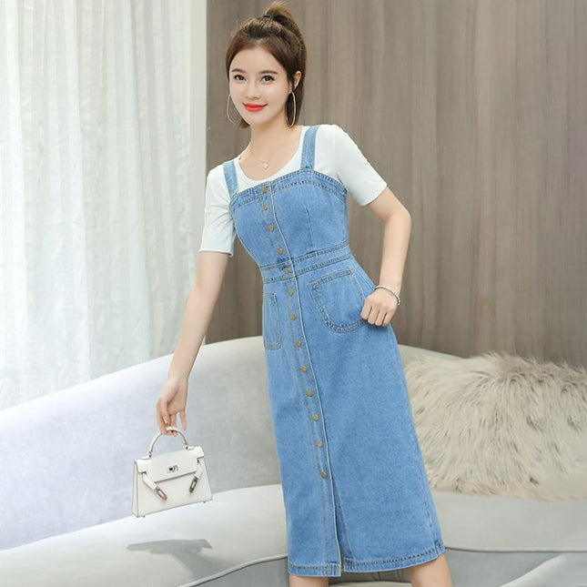 Robe Salopette en Jean Style Coréen