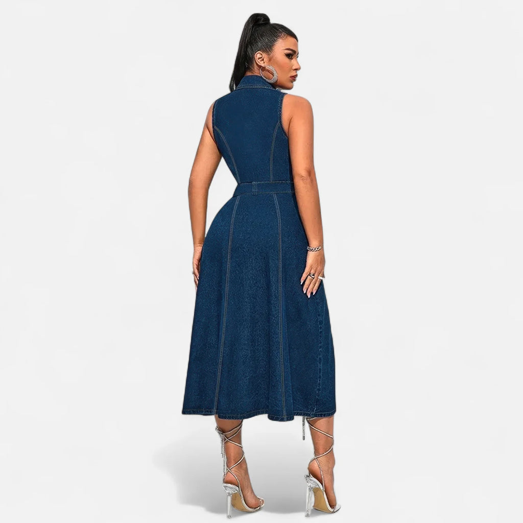 Robe en jean grande taille fendue