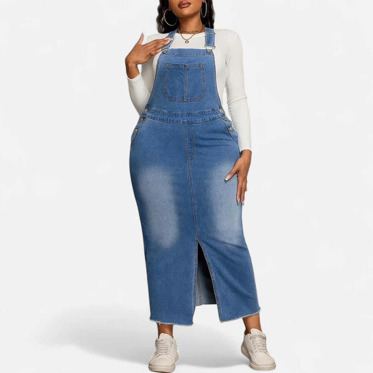 Robe salopette en jean grande taille