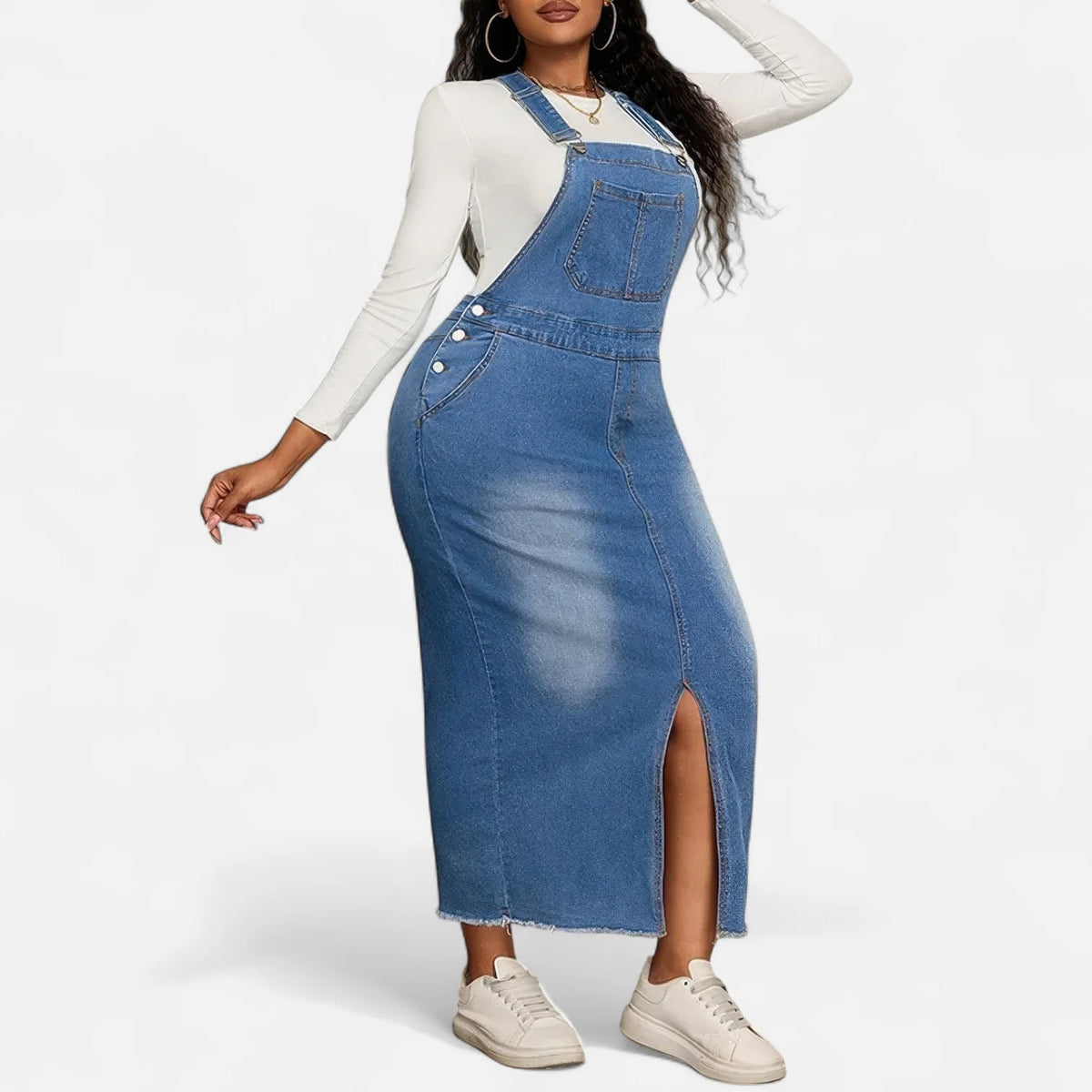 Robe salopette en jean grande taille