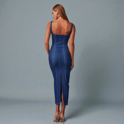 Robe en jean longue sans manche