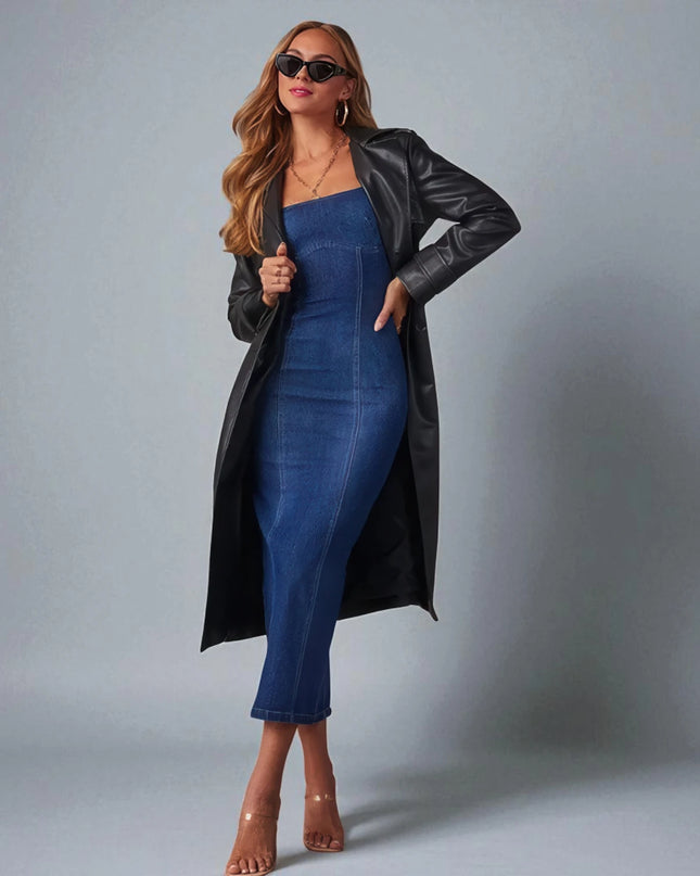 Robe en jean longue sans manche