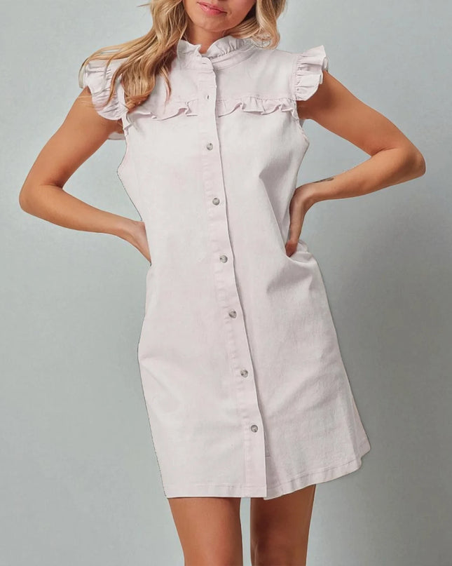 Robe chemise en denim blanc