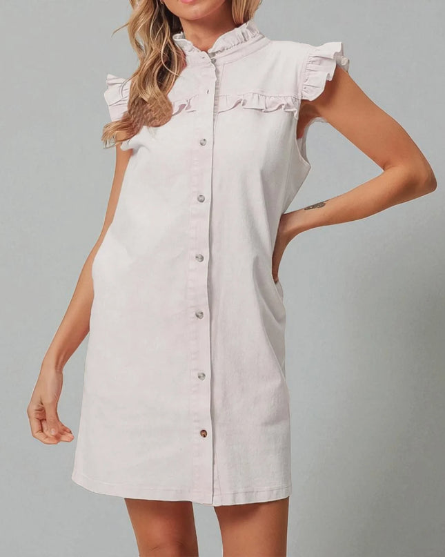 Robe chemise en denim blanc