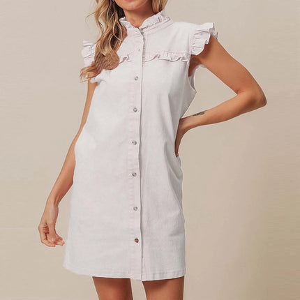 Robe chemise en jean blanche