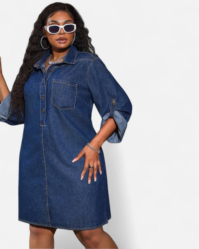 Robe chemise en jean grande taille
