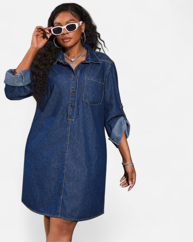 Robe chemise en jean grande taille