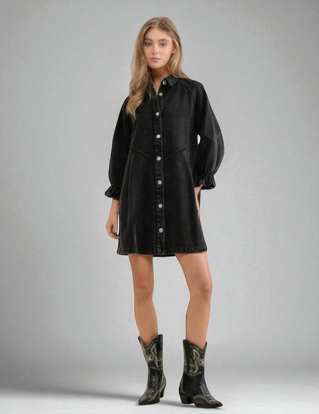 Robe chemise jean noir