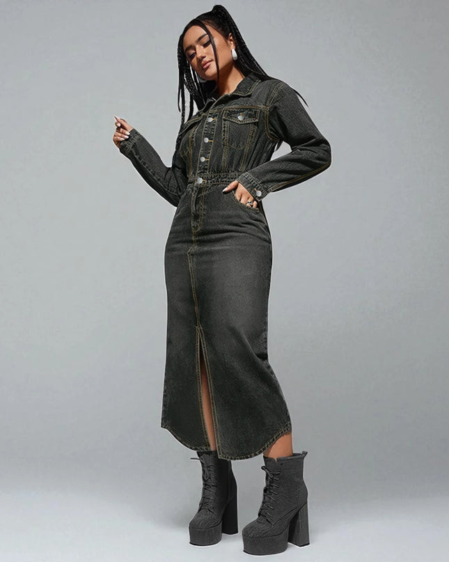 Robe chemise noire femme