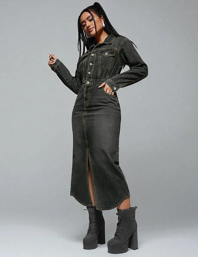 Robe chemise noire femme