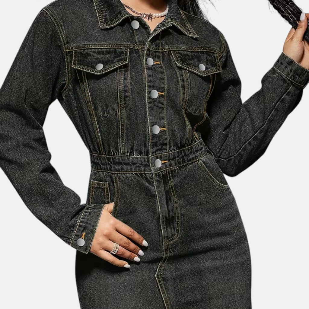 Robe chemise noire femme