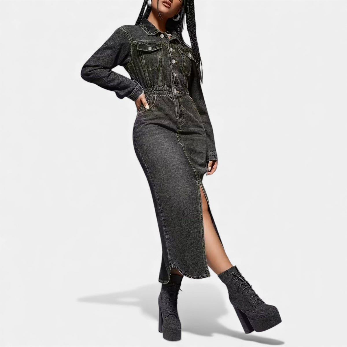 Robe chemise noire femme