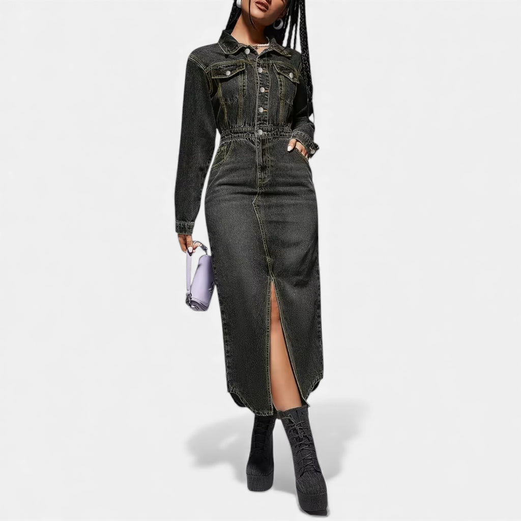 Robe chemise noire femme