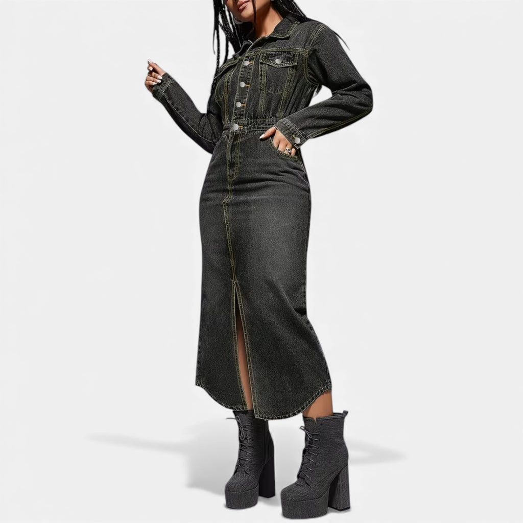 Robe chemise noire femme