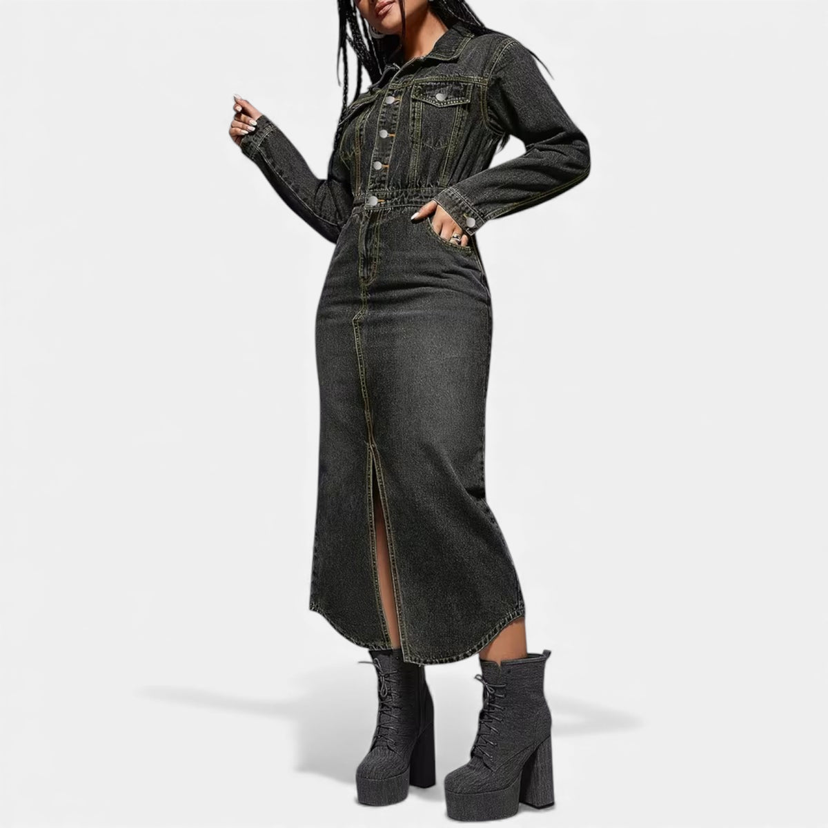 Robe chemise noire femme