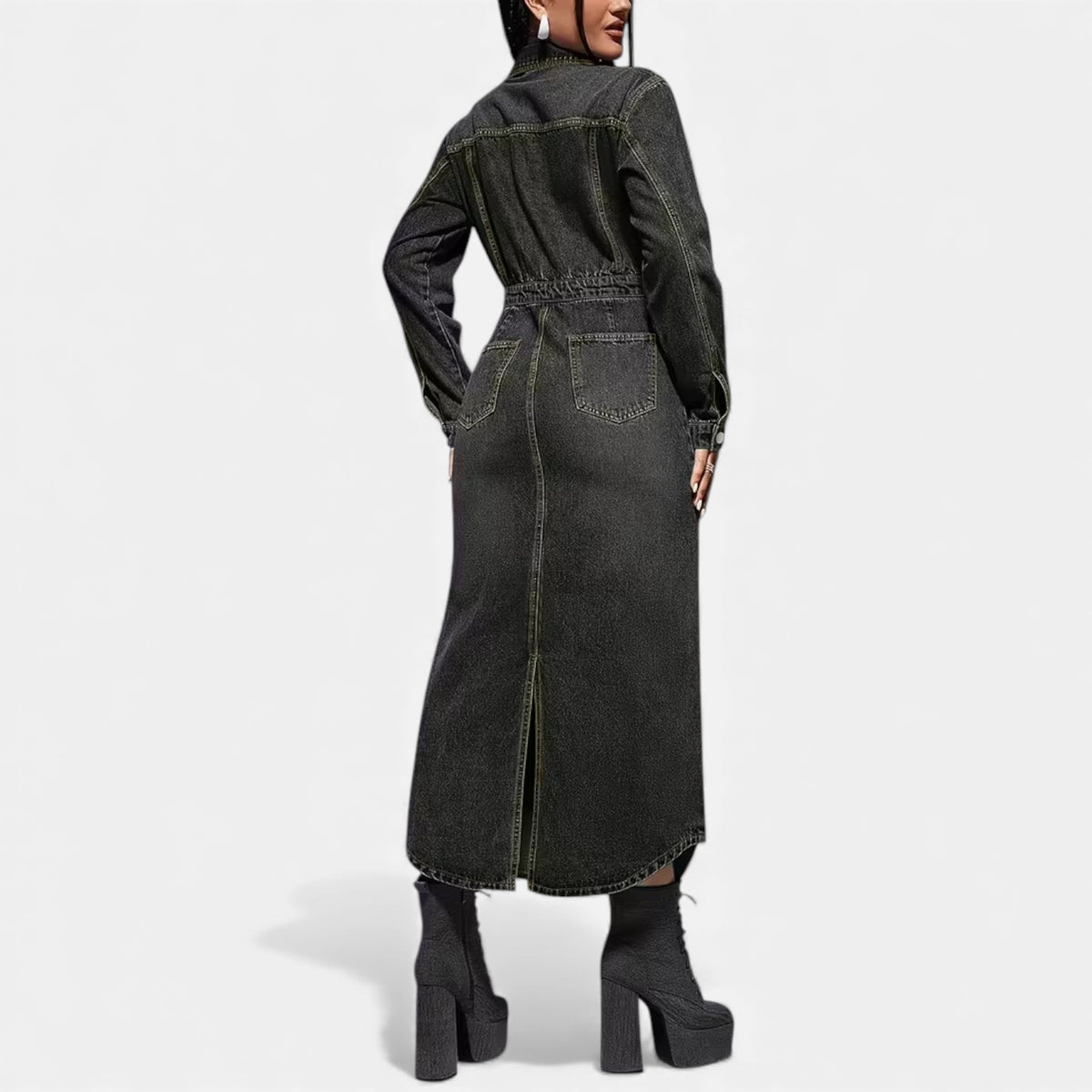 Robe chemise noire femme