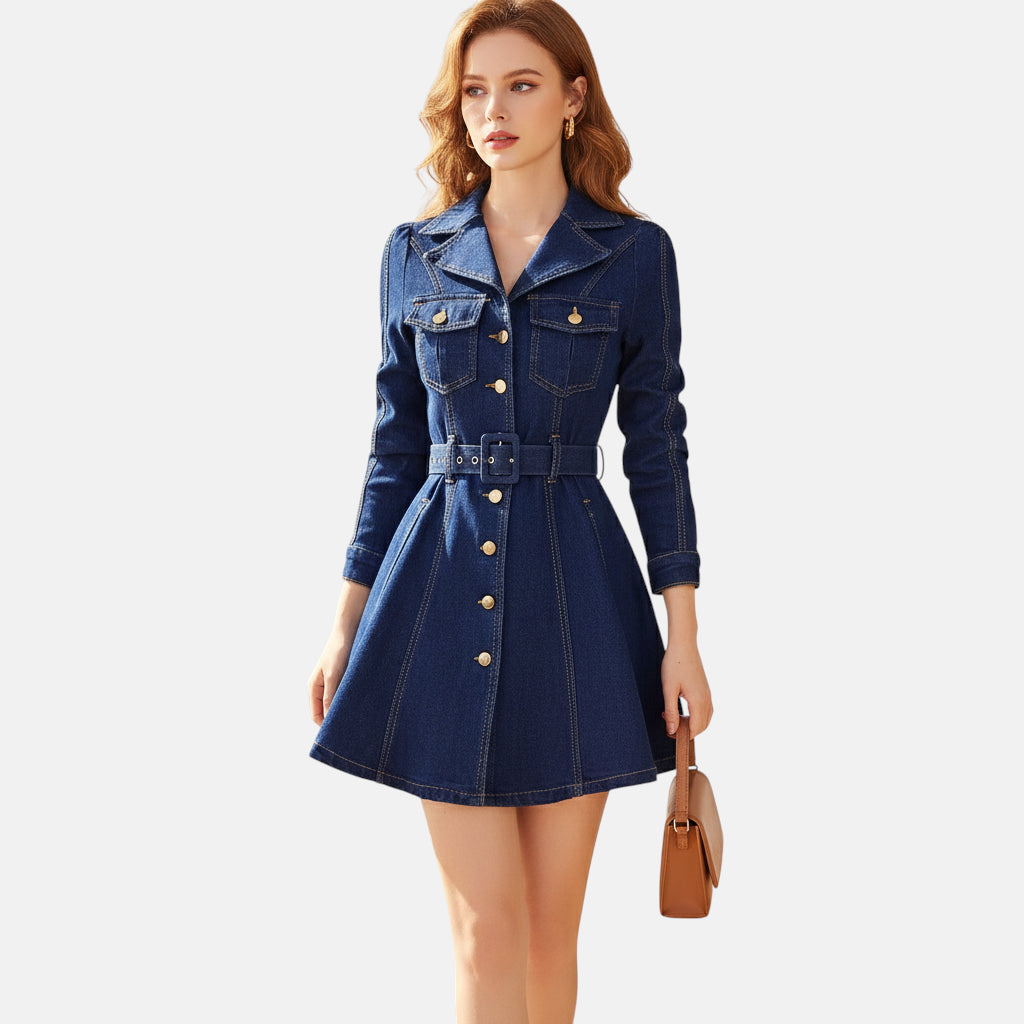 Robe denim manches longues