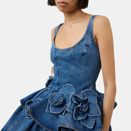 Robe en Jean Courte avec Fleurs