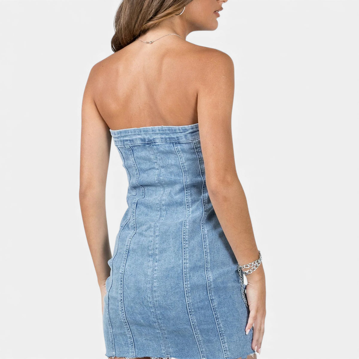 Robe en jean bustier courte sexy