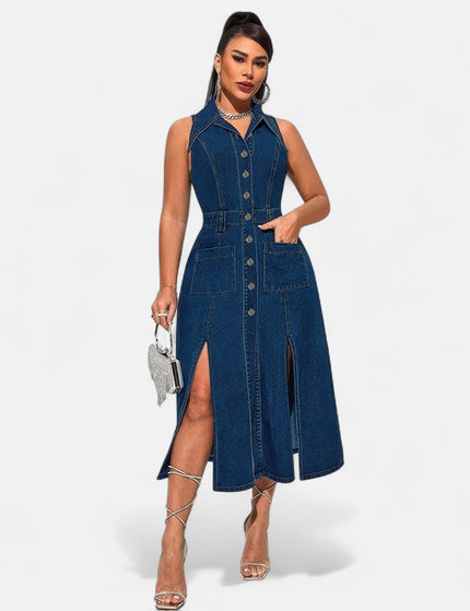 Robe en jean grande taille fendue