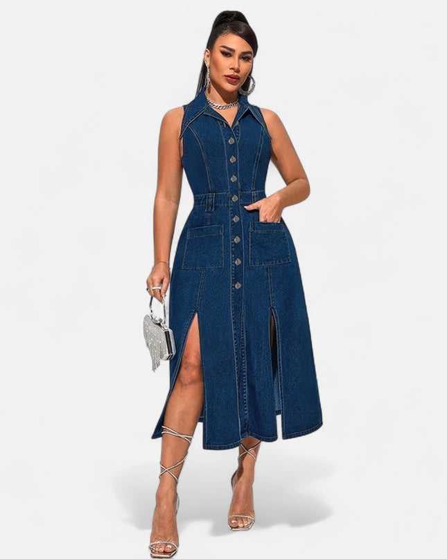 Robe en jean grande taille fendue