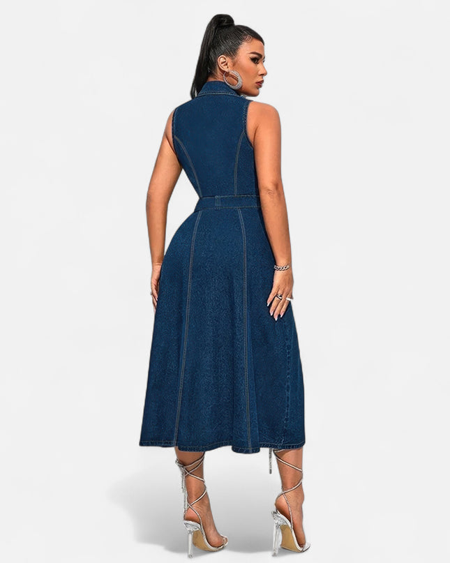 Robe en jean grande taille fendue