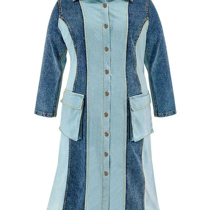 Robe en jean grande taille à manches longues