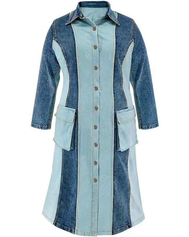 Robe en jean grande taille à manches longues