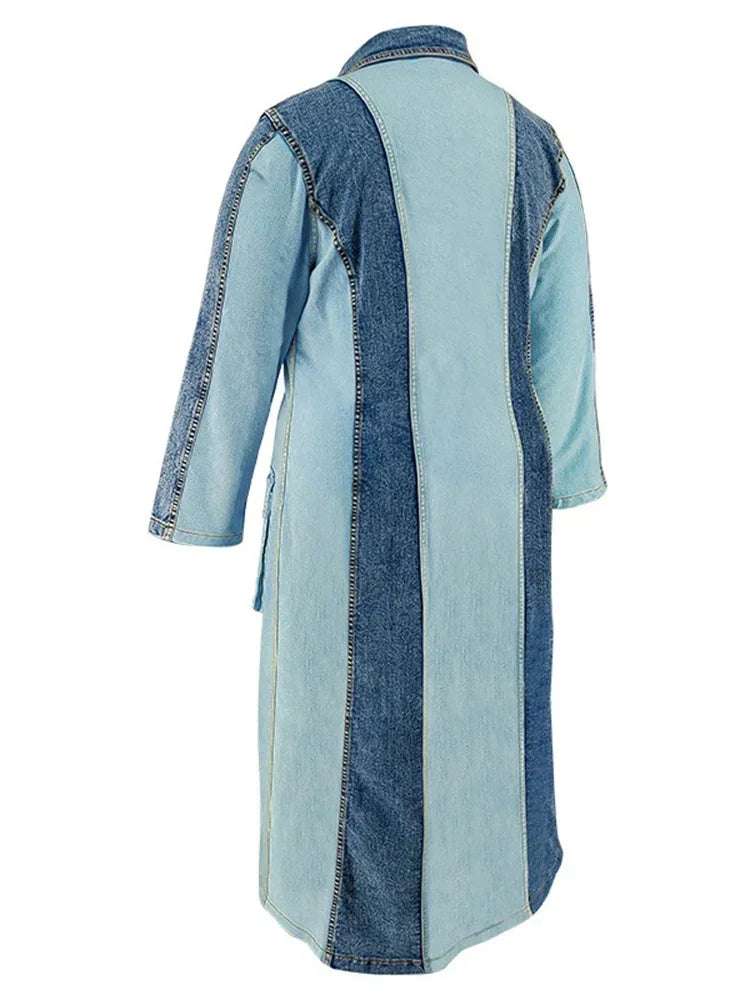 Robe en jean grande taille à manches longues