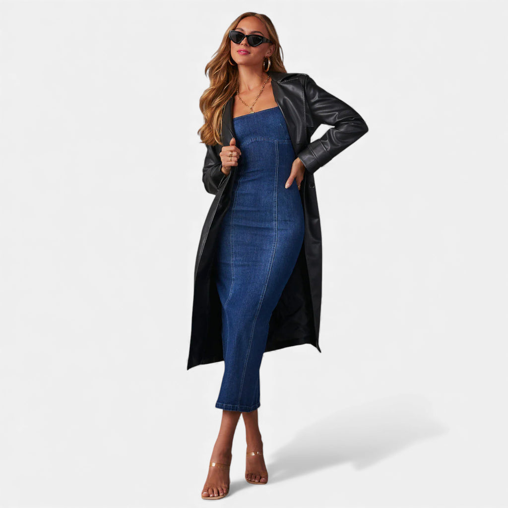 Robe en jean longue sans manche