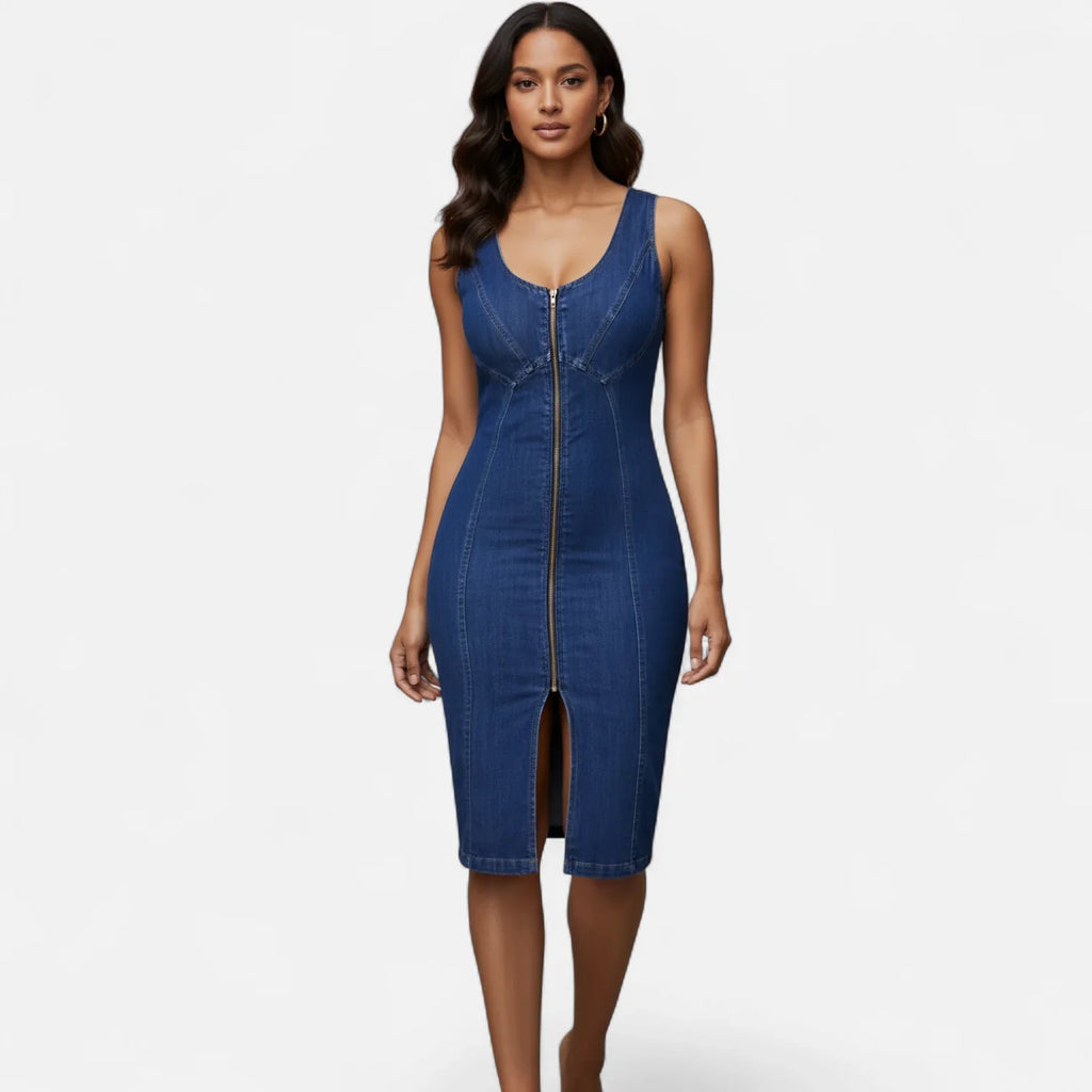 Robe en jean zippée