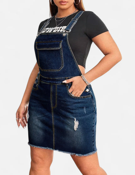 Robe salopette en jean courte grande taille