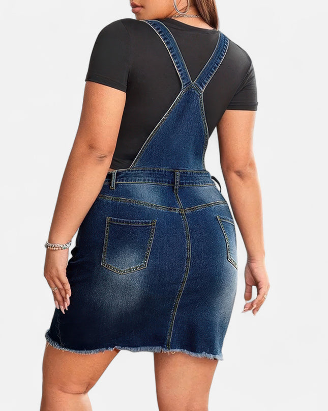 Robe salopette en jean courte grande taille