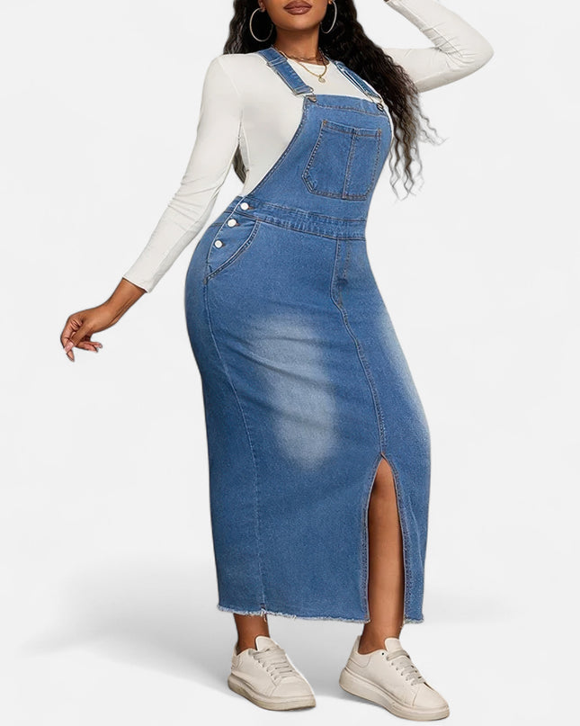 Robe salopette en jean grande taille