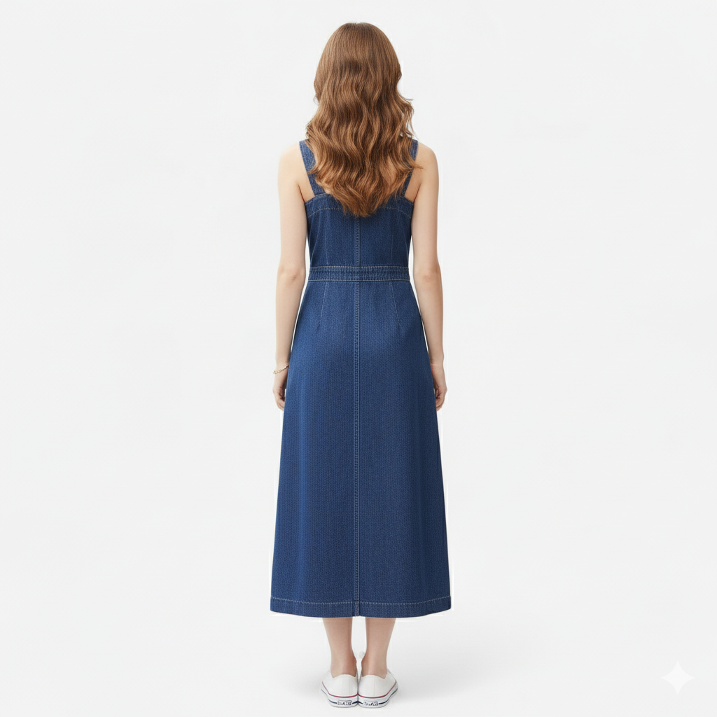 Robe salopette en jean vintage femme